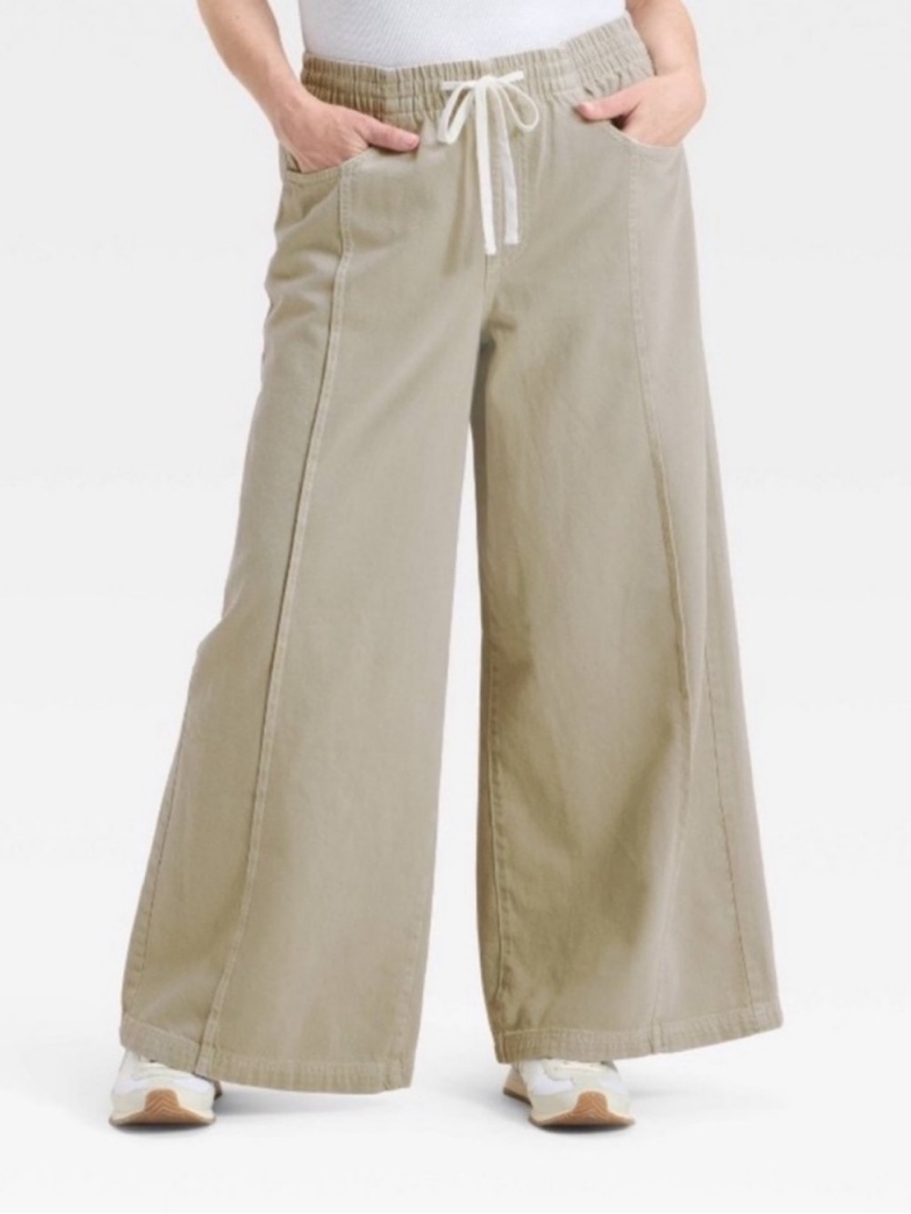 Universal Thread Drawstring Wide Leg Khaki Green Jeans